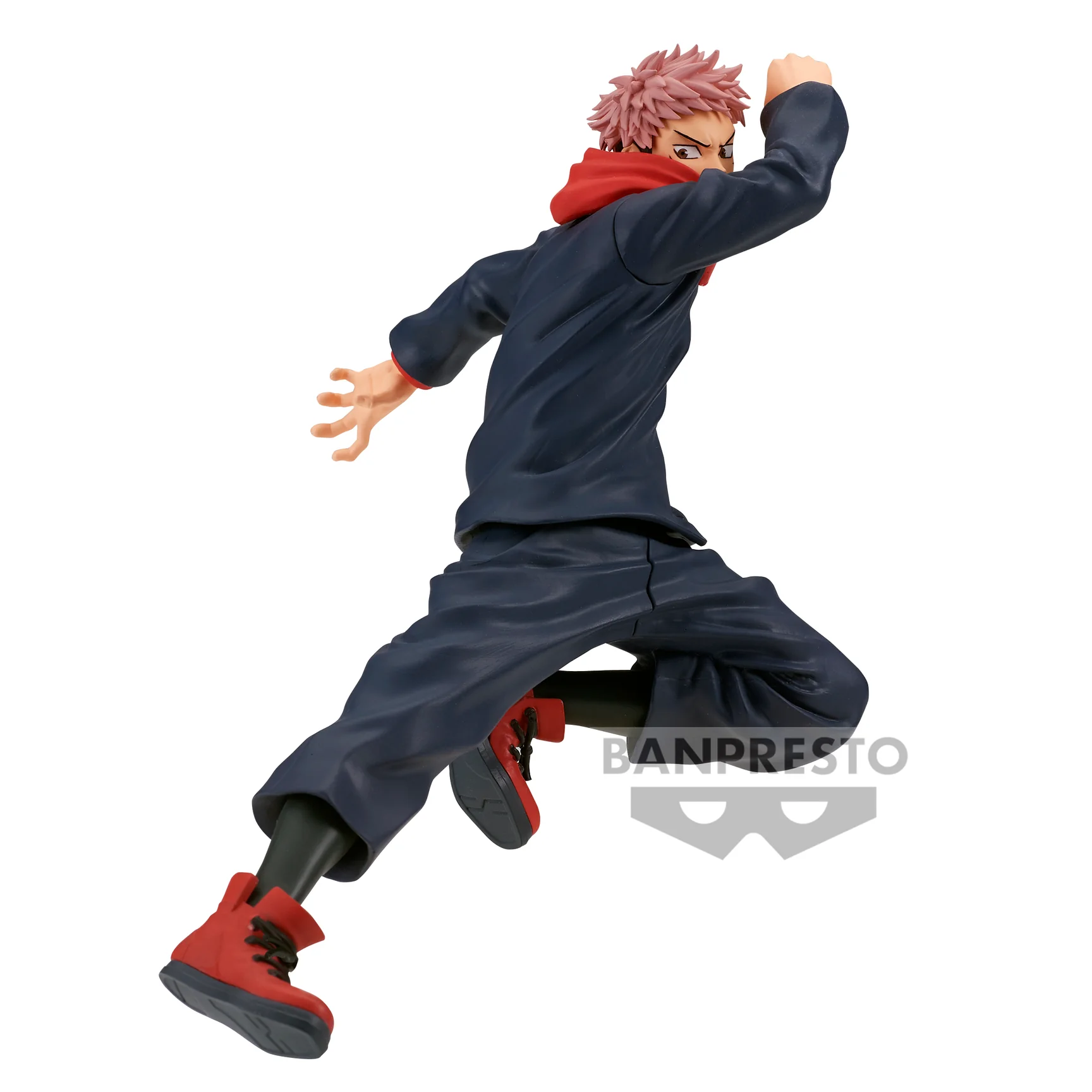 Figurine Yuji Itadori Jufutsu no Waza de Jujutsu Kaisen par Banpresto sur fond blanc